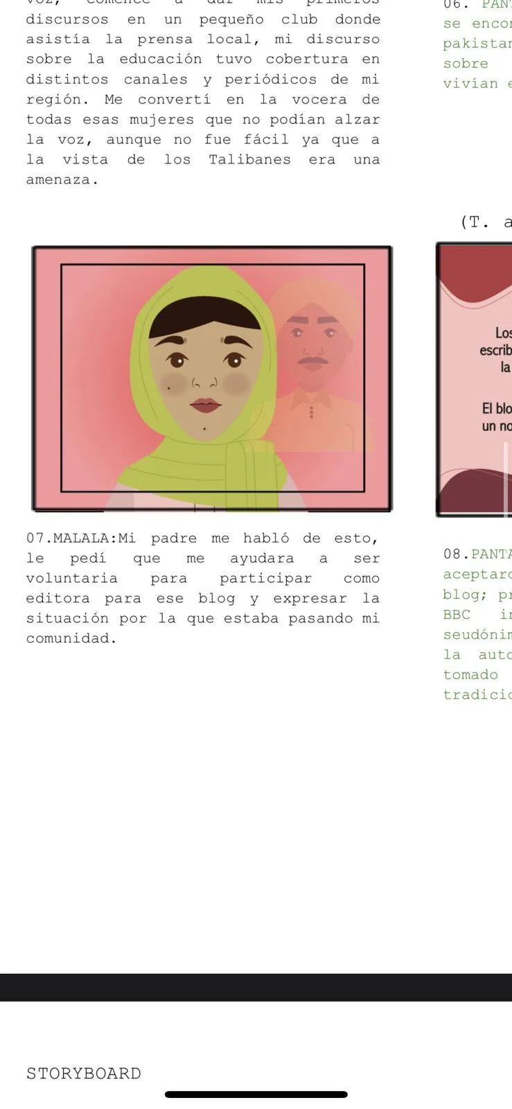 Animación 2D — Malala · Storyboard escena 7